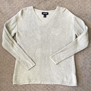 LANDS' END Drifter gray shaker-stitch sweater, Sz XS.